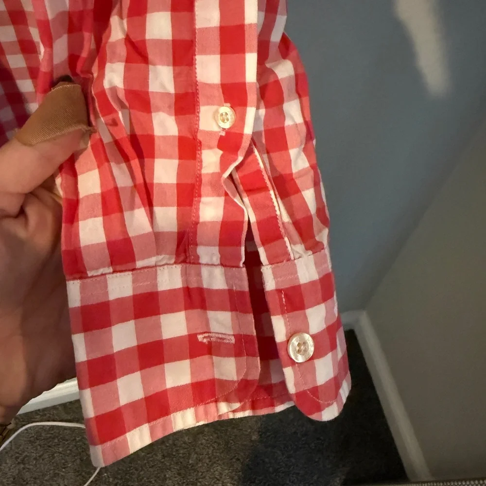 J. Crew Red and White Checkered Men's Shirt